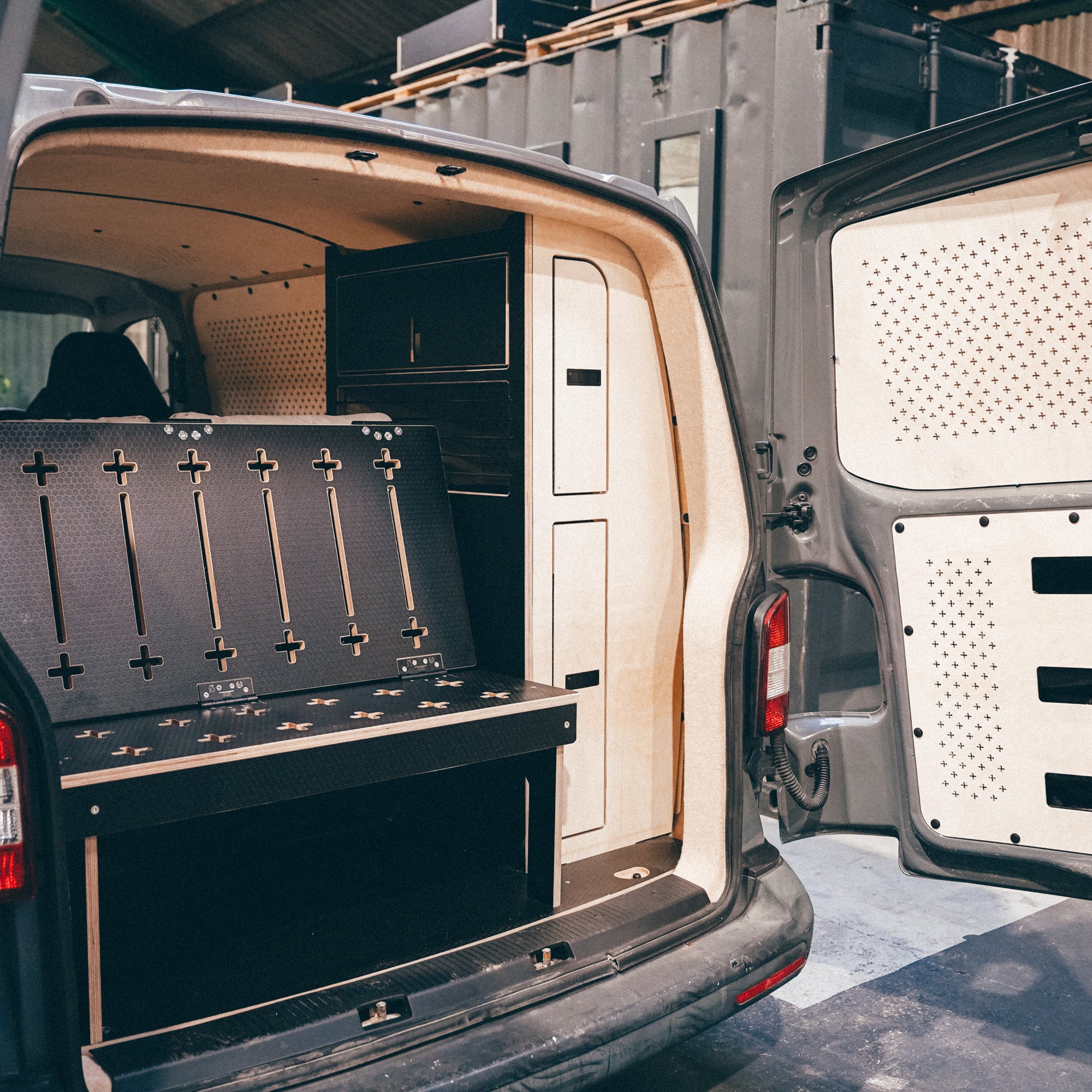 Black on Black, EX Monster Energy, twin sliding door, T6.1 Campervan.